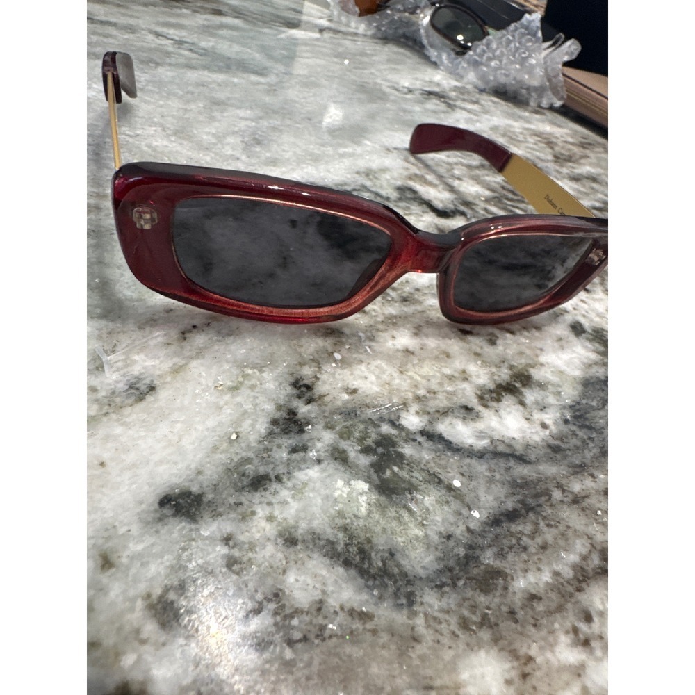 Vintage Diahann Carroll with B Robinson Burgundy red gold sunglasses